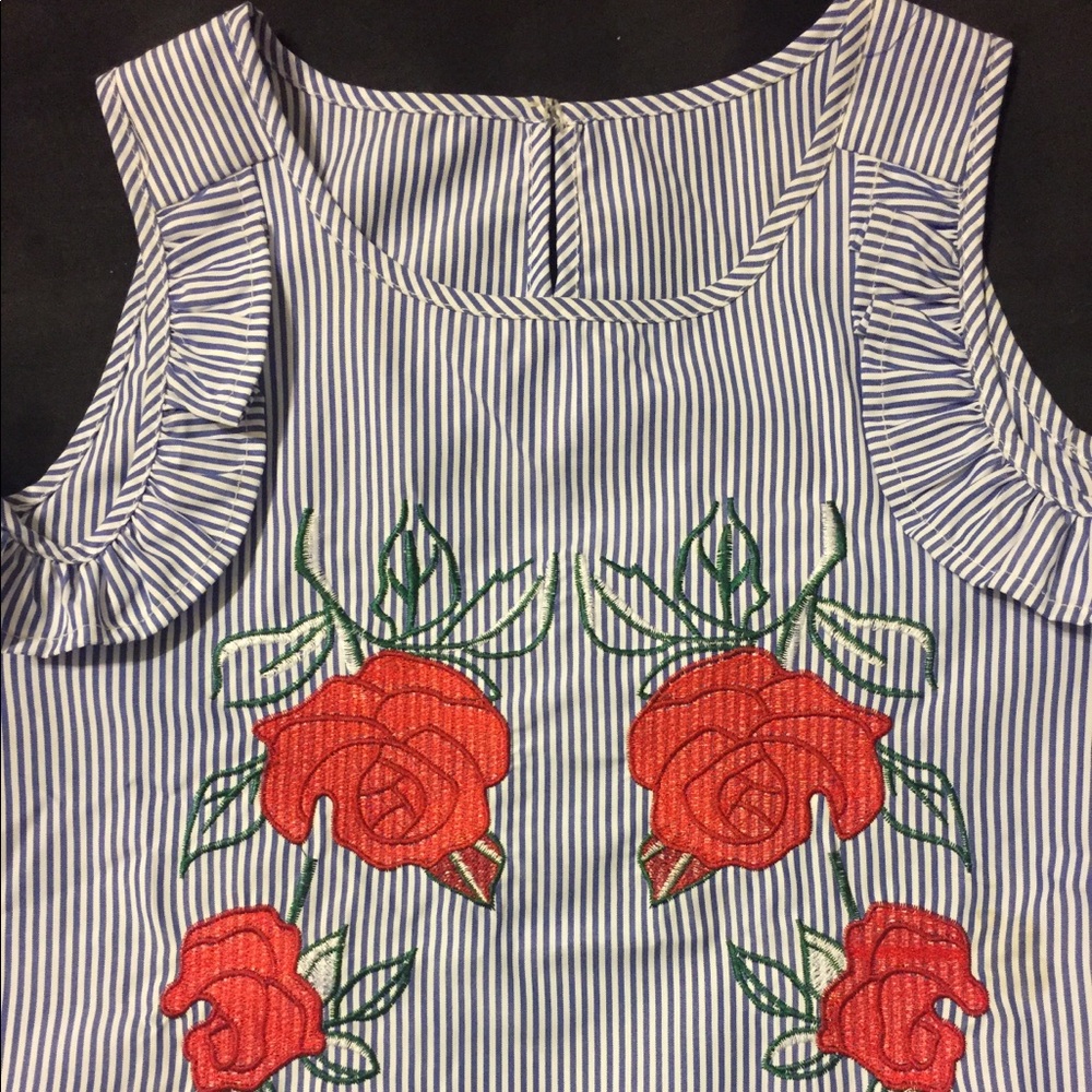 Cold Shoulder Top with Detailed Embroidery